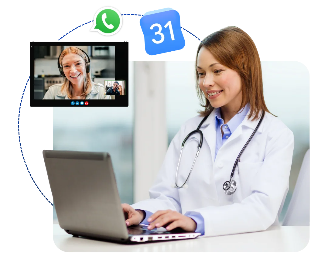 Persona del equipo de DRIA en videollamada con una doctora