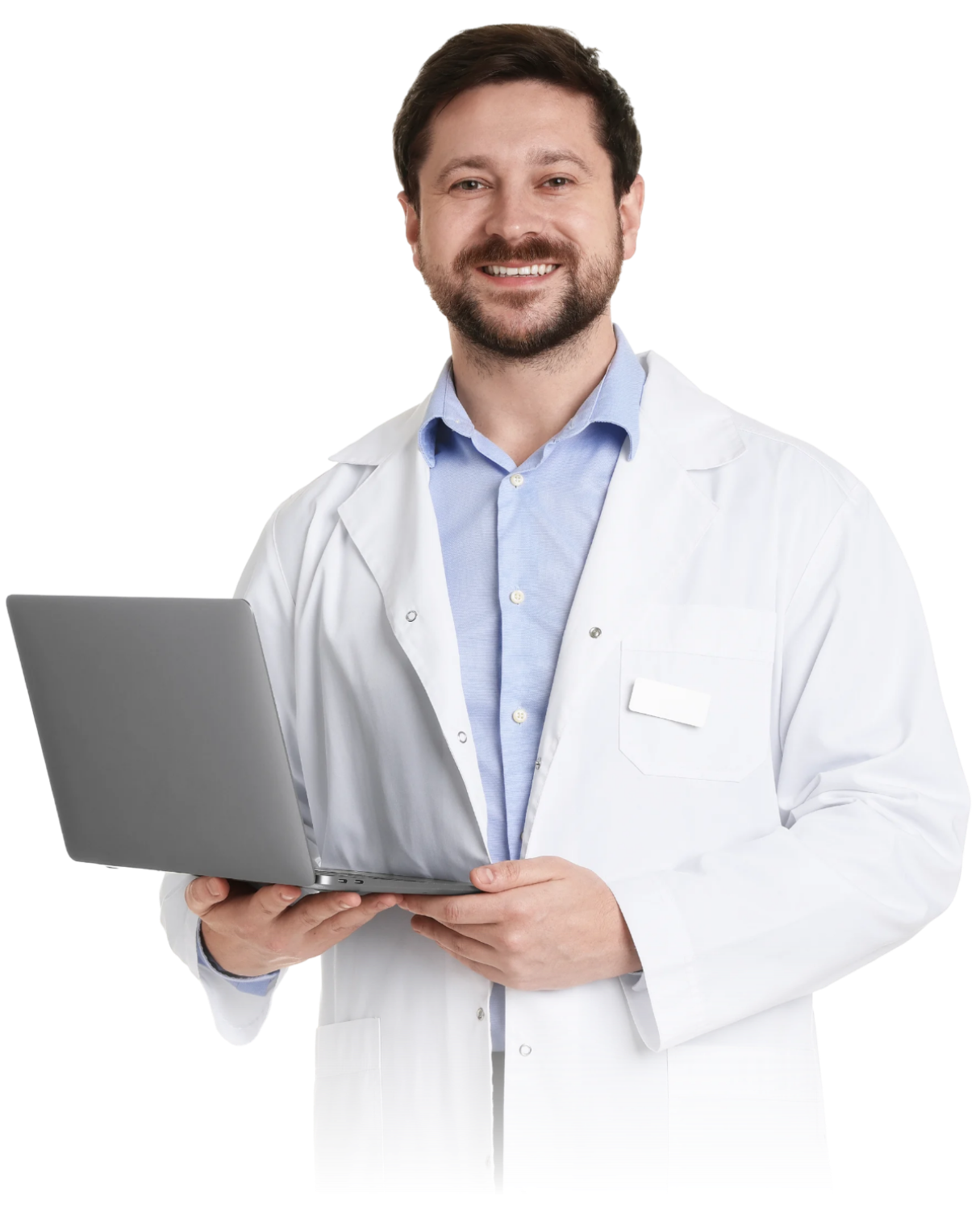 Doctor usando DRIA en su computadora