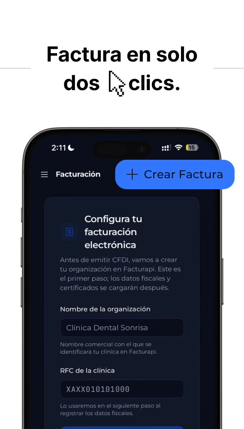 Factura en solo dos clics